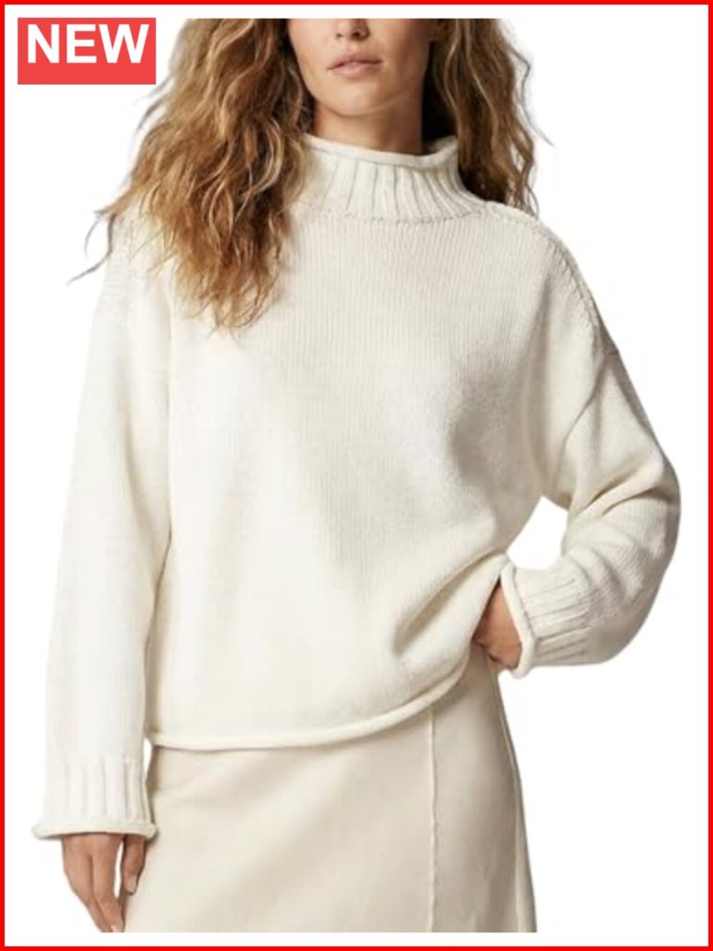 Oversized Rollneck Chunky Cable Knit Sweater Pullover